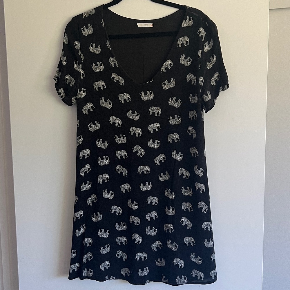 Black Elephant Print Dress